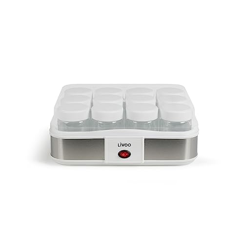 Livoo DOP156 Yaourtière Fromagère| Yaourts faits maison, Fromage Blanc | 210 ml X 12 pots yaourts, 1,2L de Fromage Frais