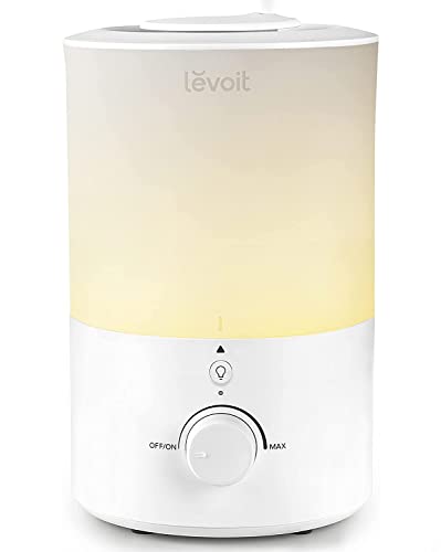 LEVOIT Humidificateur d'Air 3L Top-Fill, 25H d'Autonomie, <28dB Ultrasonique Silencieux, avec Veilleuse, Diffuseur, Arrêt Automatique, Buse à 360°, Brume Froide, Sans BPA pour Chambre Dual 150