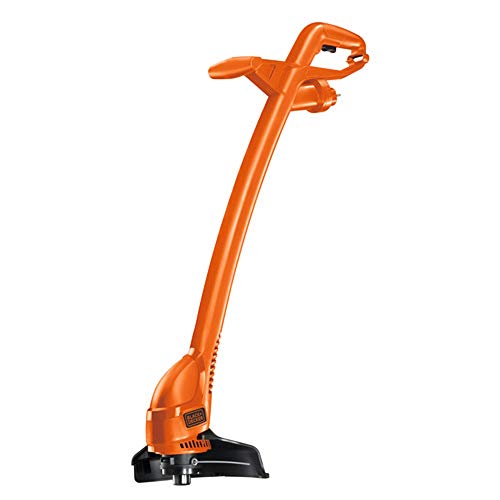 BLACK+DECKER Coupe-Bordures Filaire 350W, Coupe-Bordures Electrique 25 cm avec 2 Poignées, Déroulement du Fil par Frappe au Sol, Transmission Directe, Livré avec 2 Bobines de Fil, GL360SB-QS Orange