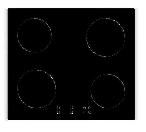 AMSTA - AMPI4Z6400 - Plaque à Induction, 60 cm, 4 Foyers, 6400 watts, Booster, Minuterie digitale, Touches sensitives, Noir
