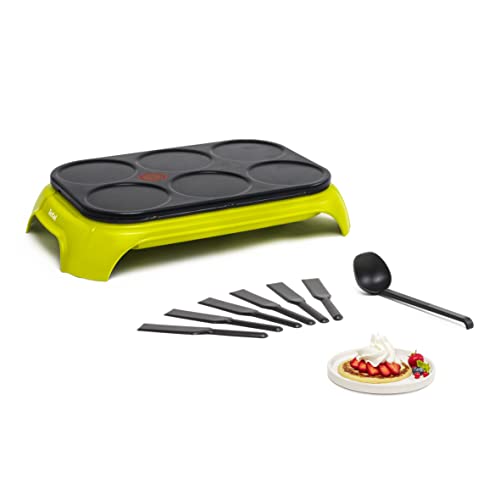 Tefal Crêpière électrique, 1000 W, Surface antiadhésive, Fonction Thermospot, Crêpes, Pancakes, Fabriqué en France, Crep'Party Colormania PY559312, Vert