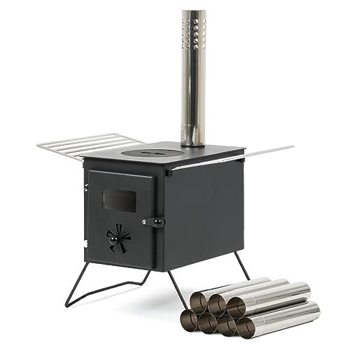 CampFeuer Poêle de tente | 54 x 40 x 259,5 cm | noir | Poêle à bois portable pour le camping, l'extérieur, la tente | Chauffage de tente camping, Réchaud de tente bois, Tent Stove