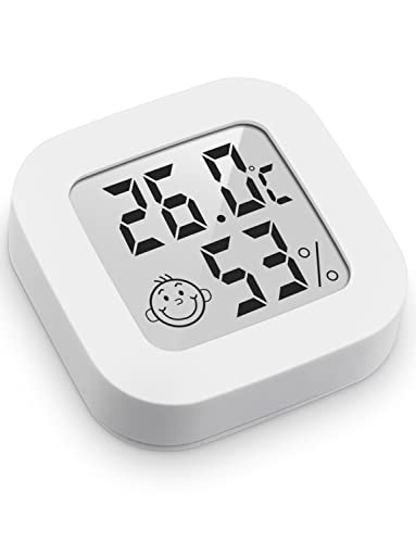 Mini Thermomètre Hygromètre Intérieur Digital à Haute Précision, Moniteur de Température et Humidimètre, Thermo Hygromètre Indicateur du Niveau de Confort