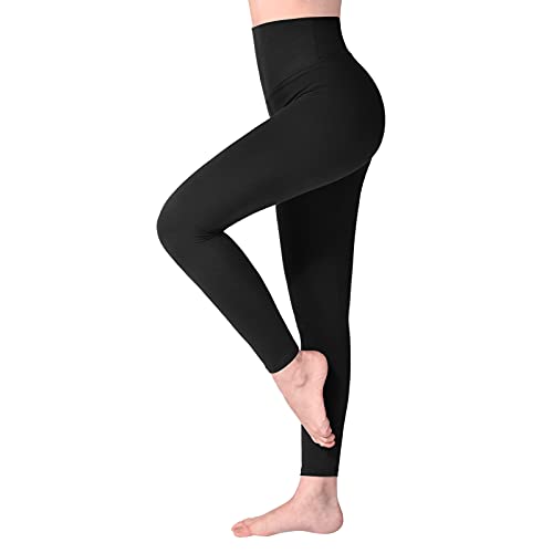 SINOPHANT Legging Femmes Pantalon de Sport, Jegging Taille Haute Femme Yoga Opaque Doux Grande Taille(#1 pièces Noir,L-XL)