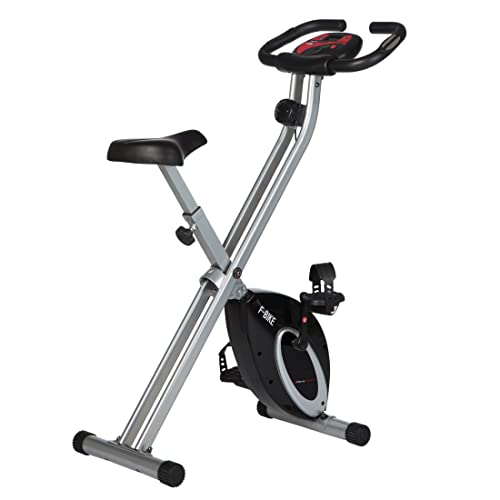 Ultrasport F-Bike, Ordinateur entraînement LCD pour vélo fitness, exercice pliable, Max Poids utilisateur 110 kg, mesure pouls, 8 niveaux résistance, roue réglage, Argent/Noir