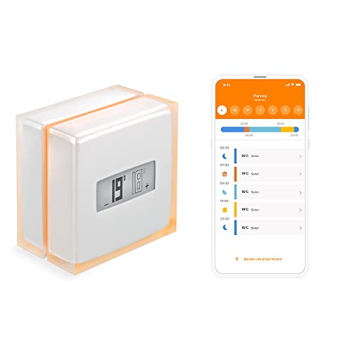 Netatmo Thermostat Connecté et Intelligent Économe en Énergie –WiFi- Réduisez les Factures & Contrôlez le Chauffage à Distance par Application, Compatible avec les Chaudières Individuelles, NTH01-AMZ