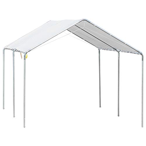 Outsunny Carport auvent pour Voiture 6 x 3 m Acier galvanisé Robuste PE Haute densité Blanc