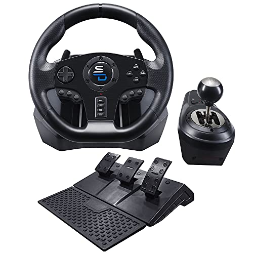 Superdrive - Volant De Course Gs850-X Avec Levier De Vitesse Manuel, 3 Pédales, Palettes De Changement De Vitesse Et Vibration Pour Xbox Serie X/S, Ps4, Xbox One, Pc (Programmable Pour Tous Les Jeux)