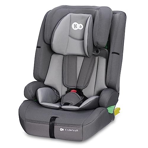 Kinderkraft SAFETY-FIX2 I-SIZE 76-150 cm Siege auto isofix, Isofix 9 à 36kg, de 15 mois à 12 ans, Systèmes de sécurité, L'Appui-tête réglage, Siège profond, Harnais à 5 points, Insert modulaire, Gris