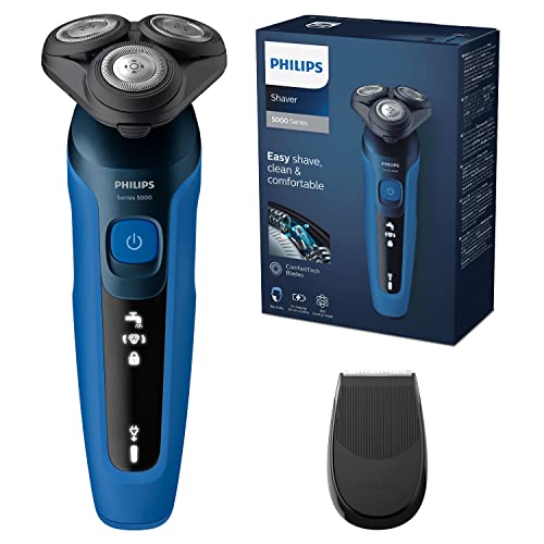 Philips Series 5000, Rasoir électrique 100 % étanche, Lames ComfortTech à 360°, Têtes de contour, Affichage avancé, Tondeuse de précision SmartClick, S5466/18