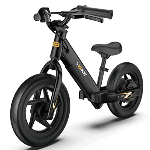 YBIKE draisienne pour Enfants de 3 à 5 Ans, vélo d'équilibre électrique avec siège réglable, 12 Pouces, pour garçons et Filles