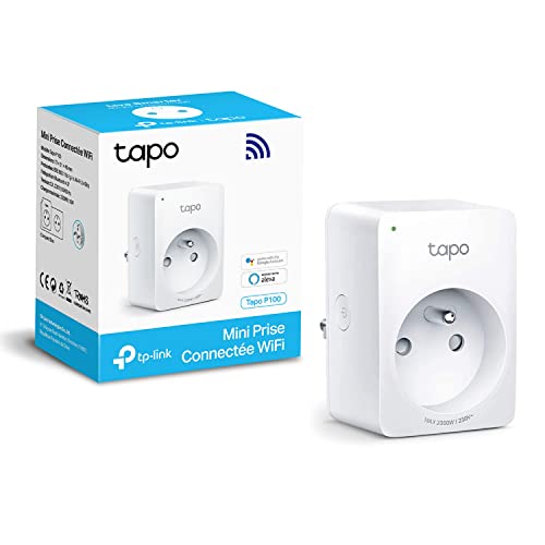 Tapo Prise Connectée WiFi, Prise Intelligente compatible avec Alexa et Google Home, 10A Type E, Contrôler le ventilateur, la cafetière, la lampe à distance, aucun hub requis, Tapo P100(FR) 1 Pack