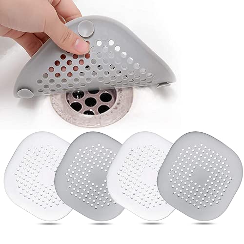 4 Pcs Protection de Drain de Silicone, Filtre Evier de Cuisine avec Ventouse, Filtre de Couverture de Drain de Baignoire, Filtre D'éVier de Cuisine Et Salle de Bain.