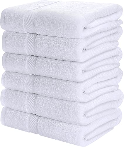 Utopia Towels-Lot de 6 Serviettes de Bain, 100% Coton filé à l'anneau 60 x 120 CM Serviettes légères et très absorbantes, Serviettes de Haute qualité pour hôtels, spas et salles de Bain Blanc