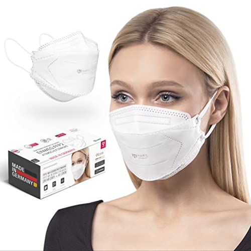 HARD HARD Mask Masque respiratoire FFP2 | Fabriqué en Allemagne | Respirateur | taille standard | Filtration 99,5% | ÖKO-TEX | - emballage scellé individuellement - Blanc - 20 pièces