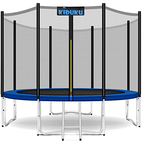 KIDUKU® Trampoline Ø 305 cm | Kit Complet avec Filet de sécurité, échelle, Housse de Bord, ancrage au Sol et Accessoires | Trampoline de Jardin pour Enfants Charge maximale 150 kg