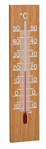 TFA Dostmann Thermomètre analogique d'intérieur et d'extérieur, en bois résistant aux intempéries, haute précision, chêne, 12.1054.01