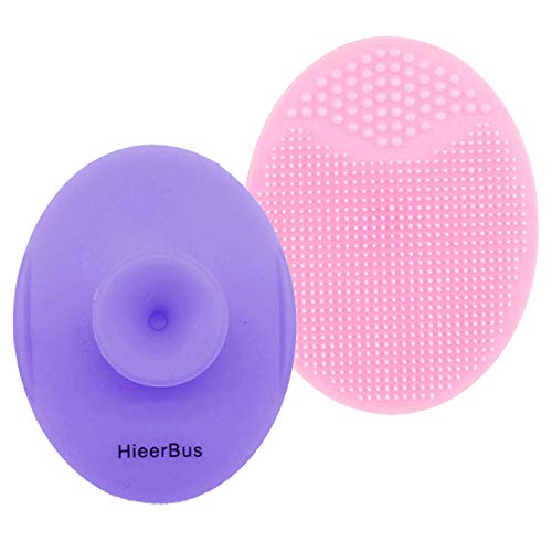 HieerBus Brosse Nettoyante Visage exfoliant peau sensible, gommage démaquillant, anti-âge, délicat, Skin Care nettoyant en silicone pour tous les types de peau, lot de 2 pièces