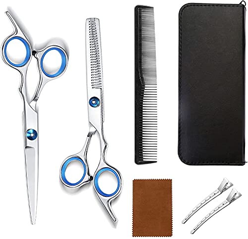 Ciseaux De Coiffure Professionnels Ciseaux Pour Cheveux Barbier 7 Pcs Kit Ciseaux De Coiffure Ciseaux De Coupe De Cheveux Gaucher Acier Inoxydable Pour Salon Barbiers Hommes Femmes Et Enfants Domicile