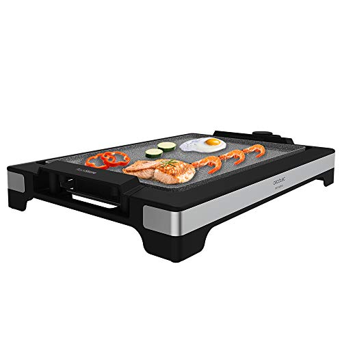 Cecotec Tasty & Grill 2000 Plancha électrique en acier inoxydable 2000 W, plaque RockStone antiadhésive, thermostat réglable, 5 niveaux de puissance, amovible, passe au lave-vaisselle (3094)