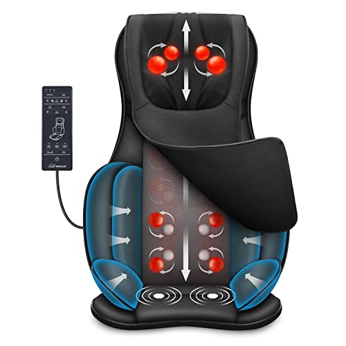 Snailax Siège Massage Shiatsu pour Dos & Cou - Masseur avec 8 Rouleaux et 3 Vibration Réglable, Fauteuil Massant Nuque/Lombaire avec Fonction Chauffage - Cadeau Homme Femme Noël