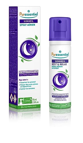 Puressentiel - Spray Aérien Sommeil et Détente - aux 12 Huiles Essentielles relaxantes 100% Pures et Naturelles - Aide à calmer les tensions et favorise le sommeil réparateur - 75 ml