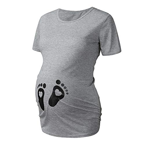 Robe Femme Enceinte Pantalons maternité Tee Shirt Coeur Femmes Graphique Hauts de maternité Imprimer Court bébé T-Shirt Dessin animé Pieds Cardigan Pull Noir pour Maternité Grande Taille avec Poches