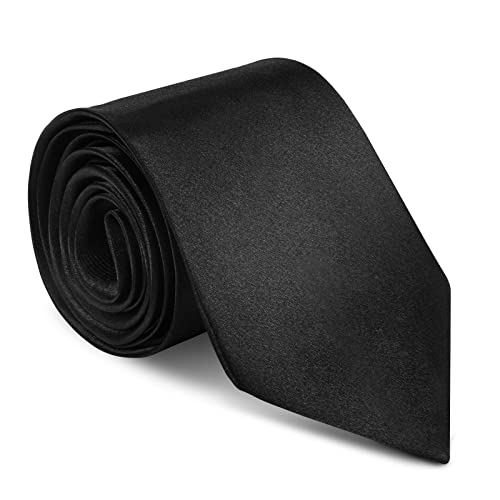 URAQT Cravate pour hommes faite à la main, 8CM Étroit Slim Plusieurs Couleurs Disponibles, Cravate Unie pour Mariage, Affaires Formelle, cadeau de fête des pères, Noir