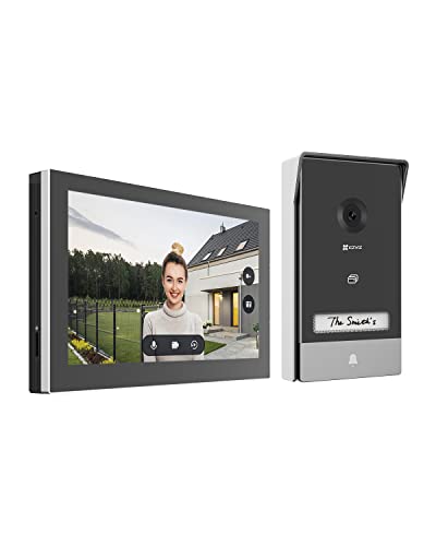 EZVIZ HP7 2K Visiophone Connecté Interphone Vidéo, Sonnette vidéo avec Caméra et Ecran Tactile Couleur 7", Détection de Personne et Audio Bidirectionnel, Ouvre-Porte, WiFi 2.4GHz et 5GHz