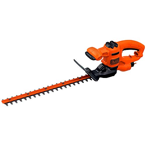 BLACK+DECKER Taille-Haies Filaire 420 W, Taille-Haies Electrique 45 cm avec 2 Poignées et Garde, Lame Asymétrique, Ecartement 16 mm, Robuste et Léger, BEHT201-QS Noir