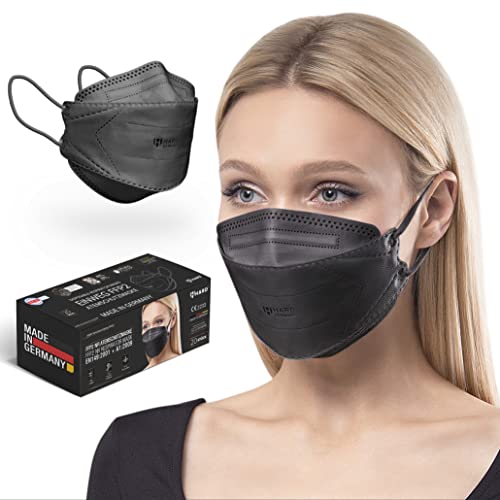 HARD Mask Masque respiratoire FFP2 | Fabriqué en Allemagne | Respirateur | taille standard | Filtration 99,5% | ÖKO-TEX | emballage scellé NON individuellement - Noir - 20 pièces