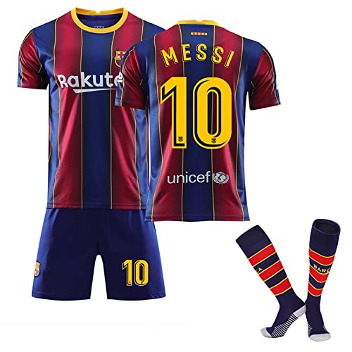 Maillot Barcelone Enfant de Foot Retro Soccer Jersey, 10 Maillot Classique, Ensemble Barca Enfant et Adultes, Garçon Vêtements de Football Extérieur Tshirt, Short avec Chaussette