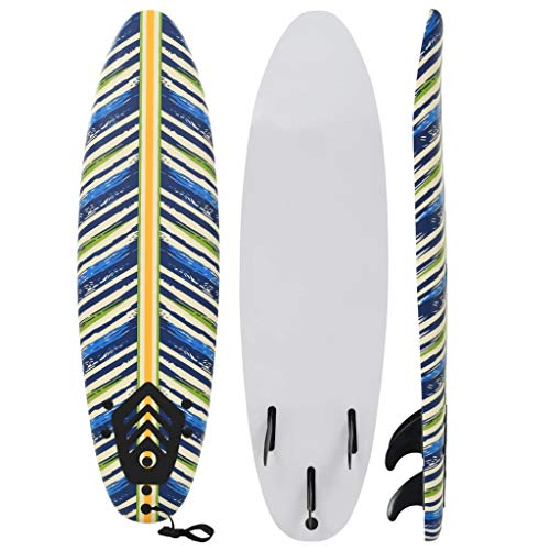 Festnight Planche de Surf avec Coussin de Traction pour Débutant Adulte 170 x 46,8 x 8 cm Design de Feuille