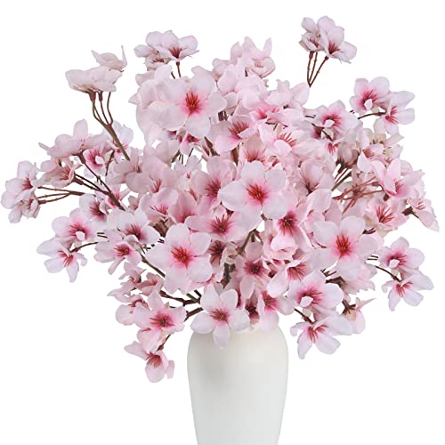 GGISUI Lot de 4 Fleur de Cerisier Artificielle Fausse Fleur Decoration avec 37 Têtes de Fleurs Artificielles en Soie pour Balcon, Fenêtre, Salon, Maison, Décoration de Fête de Mariage