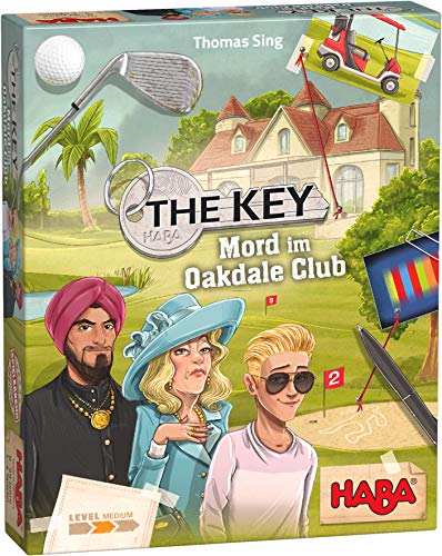 HABA 305610 - The Key - dans Oakdale Club, Jeu de Crime détectif pour 1 à 4 Joueurs à partir de 8 Ans, Jeu Familial avec de Nombreux matériaux de Jeu et contrôle des Solutions