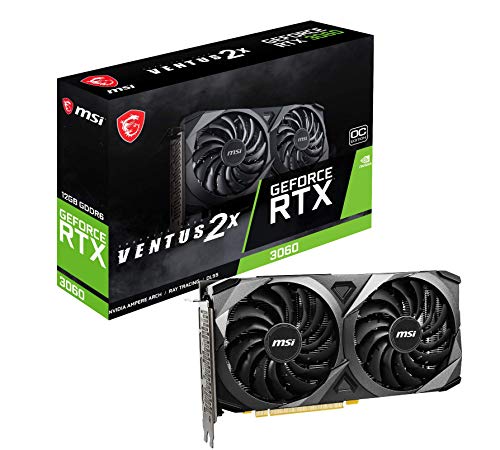 MSI GeForce RTX 3060 VENTUS 2X 12G OC Carte graphique - 12 Go GDDR6, 1807 MHz, PCI Express Gen 4, 192 Bits, 3x DP v 1.4a, HDMI 2.1 (Prend en Charge 4K à 120 Hz)