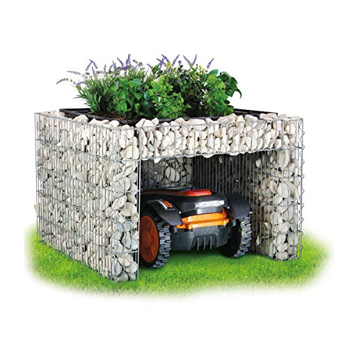 Bellissa Garage Tondeuse Robot Gabion - Abri de Jardin pour Tondeuse à Gazon 97296 - Bac à Fleur Décoratif 30 Litres - Grillage Métallique en Acier et Aluminium Résistant - 55 x 64 x 40 cm