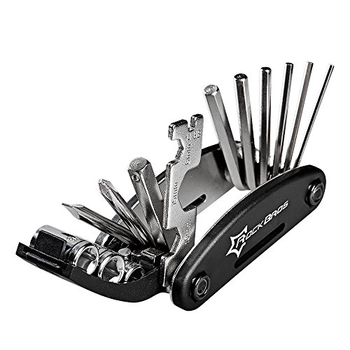 ROCKBROS Outils de Réparation Kit d'outil Vélo VTT 16 en 1 Multifonctions Outil à Main Velo Réparation Poche Noir