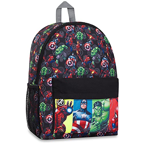 Marvel Sac à Dos Enfant Cartable Garcon Primaire CP Super Heros Avengers Spiderman (Noir Avengers)