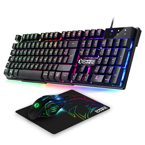 EMPIRE GAMING - Pack MK800 Filaire - Clavier Gaming AZERTY (Layout Français) RGB 105 Touches 19 Touches Anti-Ghosting - Souris Gamer 2400 DPI - Tapis de Souris - PC PS4 PS5 Xbox One/Series Mac