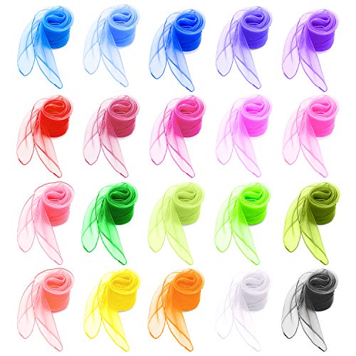 Comius 20 Pièces Multicolores Écharpes à Jongler Foulards de Rythme dans, Carré Soie Organza Foulards Écharpes Sensorielles Bébé