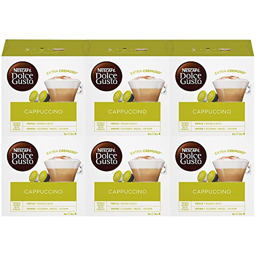 Nescafé Dolce Gusto Cappuccino - Café Gourmand - 96 Capsules (Pack de 6 boîtes x 16) (L'emballage peut varier)