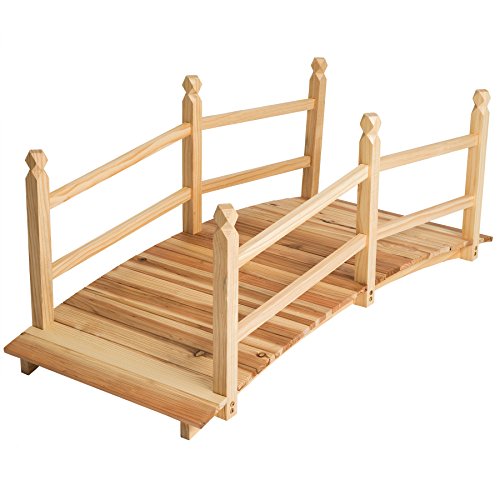 TecTake 404379 Pont en Bois pour Jardin, 137 x 58 x 58 cm, Meuble extérieur de terrasse pour bassins, Pont décoratif pour ruisseau