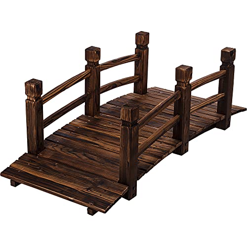 STILISTA Pont en Bois avec Balustrade 150 x 65 x 53 cm, huilé, Charge maximale 150 kg, Choix de Couleurs, Brun foncé