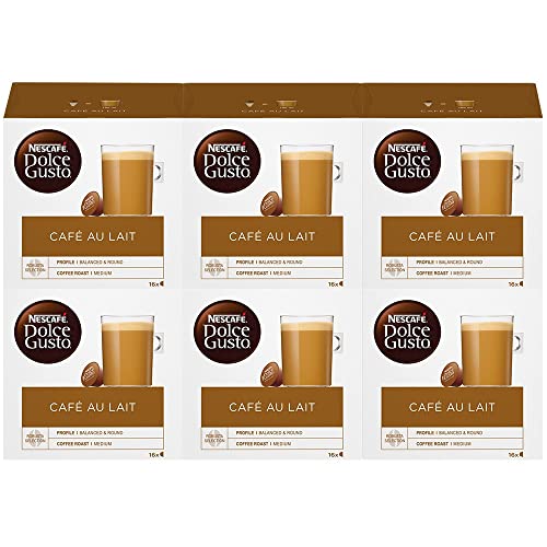 Nescafé Dolce Gusto Café au Lait - Café - 96 Capsules (Pack de 6 boîtes x 16)