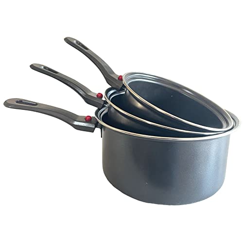 cozydiscount (Formule Economique) - Lot de 3 Casseroles Métal Antiadhésives - 20/18/16cm