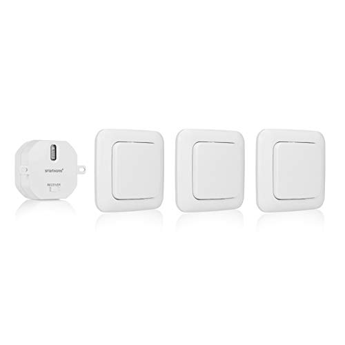 Smartwares Kit domotique Interrupteur sans Fil Plug & Connect - pour Chambre à Coucher - 3 Interrupteurs Simples et 1 Module encastrable SH4-99567 Blanc