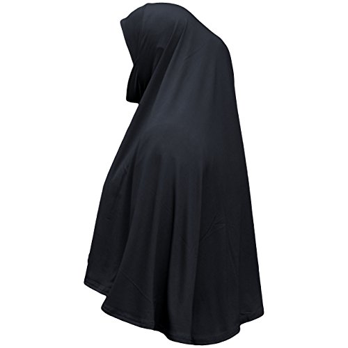 Hijab instantané XL une pièce Al Amira avec couvre-menton idéal pour la maison/bureau/mosquée/Madrassa/Umrah/Hajj/Ramadan/Aïd/cadeau, noir uni, Taille unique