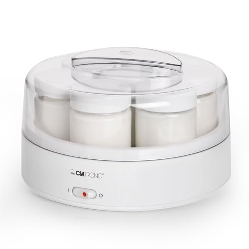Clatronic Yogourtière pour une préparation rapide & facile | Machine à yaourt pour yaourt, fromage blanc & fromage frais | Yogourtière avec 7 pots de 160 ml avec couvercle | JM 3344