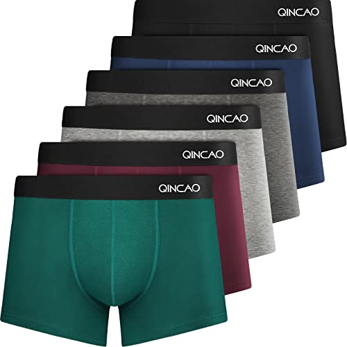 QINCAO Boxers Homme Lot de 6 Coton sous-vêtement Fitted Trunk Caleçons Ultra Doux Confortale,Multicolore ×6,L